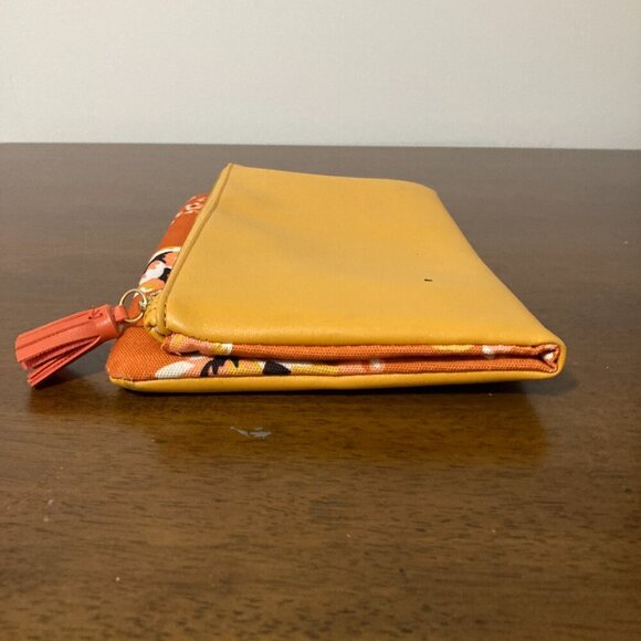 Rachel Pally Fold Over Clutch Retro Orange Yellow Floral Makeup Bag - Picture 7 of 7